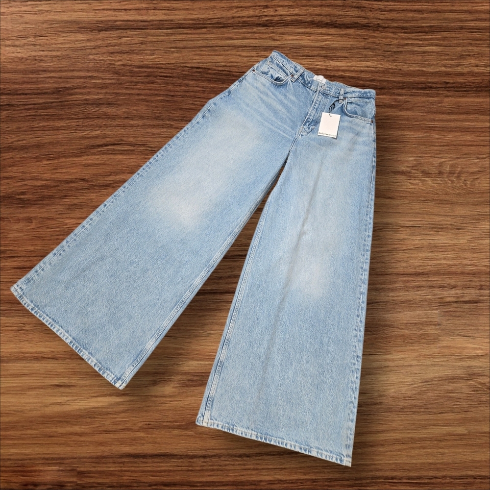 Reformation Addyson Light Blue Ultra Wide Leg Flare Jeans NWT - Picture 3 of 8